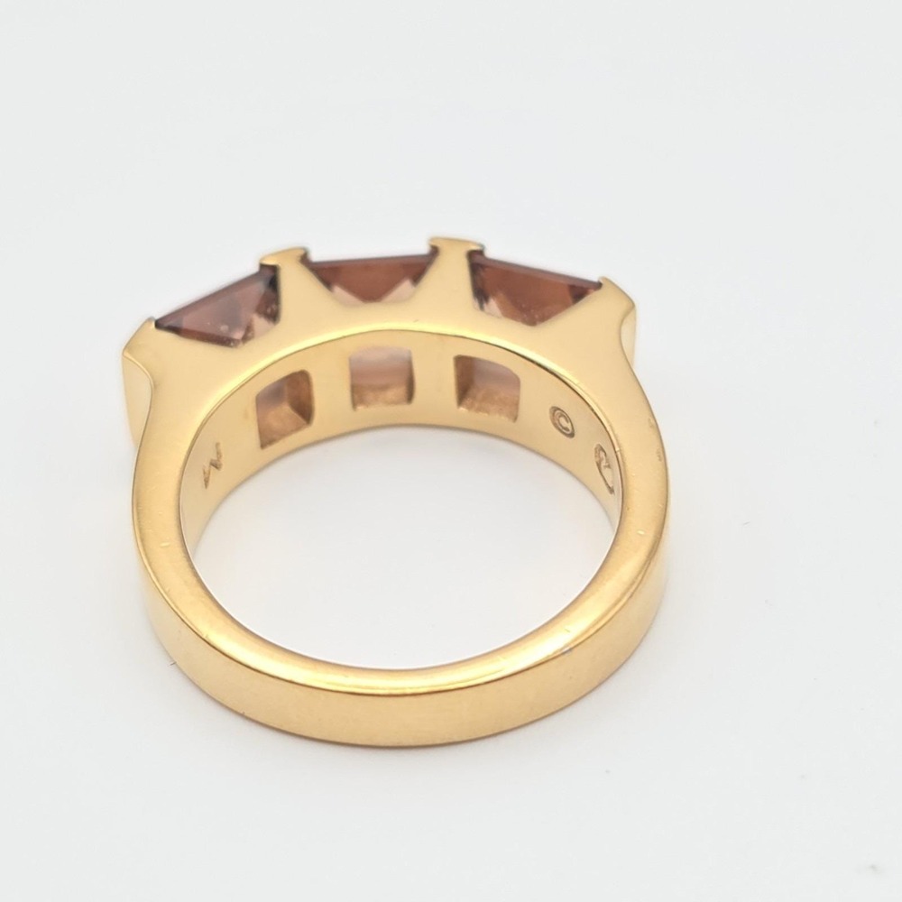 Vintage SWAROVSKI Ring Signed 3 Austrian Crystals 18k Yellow Gold Plate Size 7.5 - Picture 6 of 14
